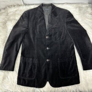 Kenneth Cole New York Men's Black Vintage 90s Three Button Velvet Party Coat 40
